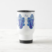 Blauwe Irises Floral Art gepersonaliseerd Reisbeker (Center)