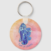 Blauwe Irises Floral Art gepersonaliseerd Sleutelhanger (Achterkant)