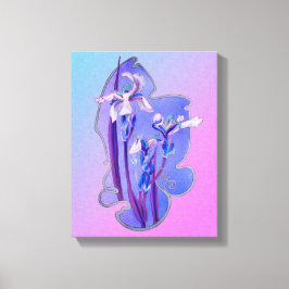 Blauwe Irisse Floral Art Canvas Afdruk