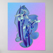Blauwe Irisse Floral Art Poster (Voorkant)