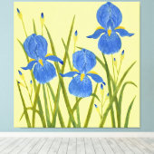 Blauwe Irissen Canvas Afdruk (Insitu (Houten vloer))