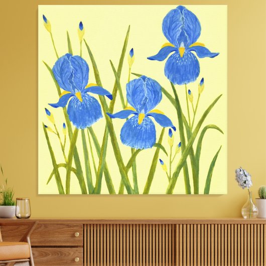 Blauwe Irissen Canvas Afdruk (Insitu (Woonkamer))