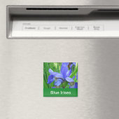 blauwe irissen en groene bladeren magneet (Insitu (Vaatwasser))