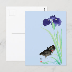 Blauwe Irissen en Moorhens door Ohara Koson Briefkaart