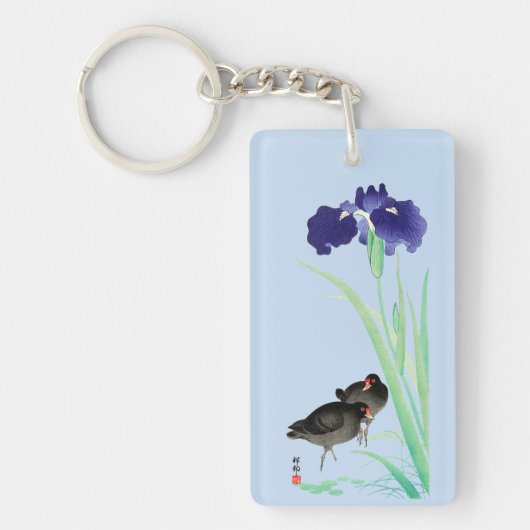 Blauwe Irissen en Moorhens door Ohara Koson Sleutelhanger (Voorkant)