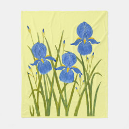 Blauwe Irissen Fleece Deken