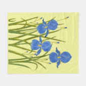 Blauwe Irissen Fleece Deken (Voorkant (Horizontaal))