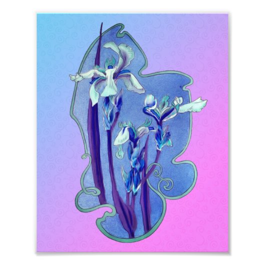Blauwe Irissen Floral Art 8x10 Foto Afdruk (Voorkant)