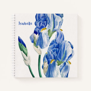 Blauwe irissen monogram notitieboek