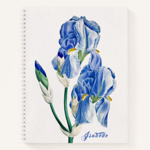 Blauwe irissen monogram notitieboek