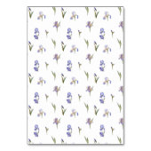 Blauwe irissen paarse groene bloemenkrans bruiloft kaart (Achterkant)