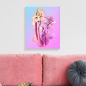 Blauwe Iros Floral Art versteld Canvas Afdruk (Insitu (Woonkamer))