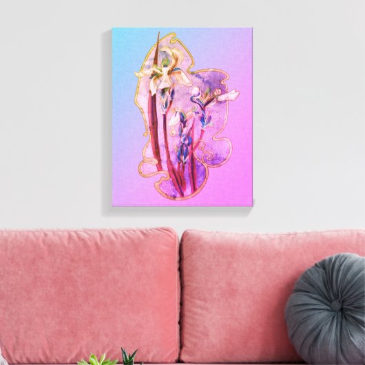Blauwe Iros Floral Art versteld Canvas Afdruk (Insitu (Woonkamer))