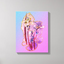 Blauwe Iros Floral Art versteld Canvas Afdruk