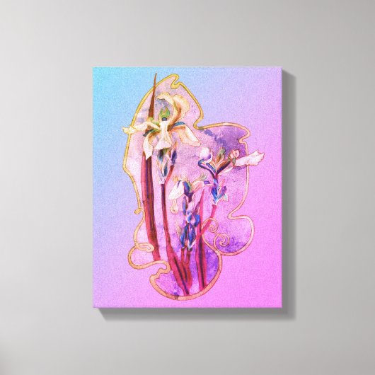 Blauwe Iros Floral Art versteld Canvas Afdruk (Voorkant)