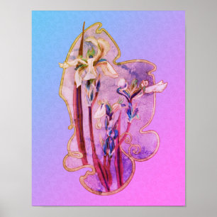 Blauwe Iros Floral Art versteld Poster