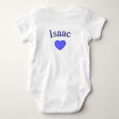 Blauwe Isaac Naam Met Hart, Romper (Achterkant)