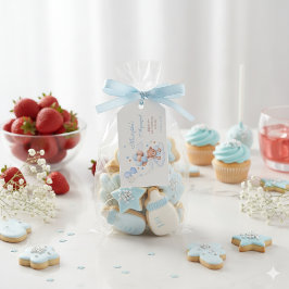 Blauwe islamitische Aqiqah-cadeautags voor jongens Cadeaulabel