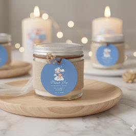 Blauwe islamitische baby jongen Aqiqah bedank kaar Bedankjes Labels