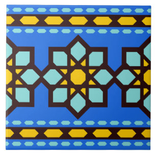 Blauwe islamitische geometrische patroon tegel tegeltje