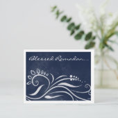 Blauwe  islamitische groet met verlaagde Ramadan Briefkaart (Staand voorkant)