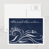 Blauwe  islamitische groet met verlaagde Ramadan Briefkaart (Voorkant / Achterkant)