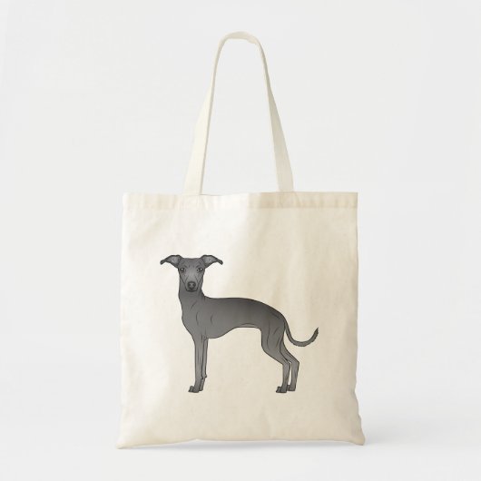 Blauwe Italiaanse Greyhound Cartoon Dog Illustrati Tote Bag (Voorkant)