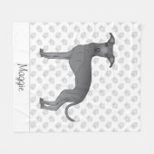 Blauwe Italiaanse Greyhound Cartoon Dog met naam Fleece Deken (Voorkant (Horizontaal))
