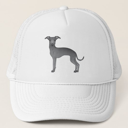 Blauwe Italiaanse Greyhound Cute Cartoon Dog Trucker Pet (Voorkant)