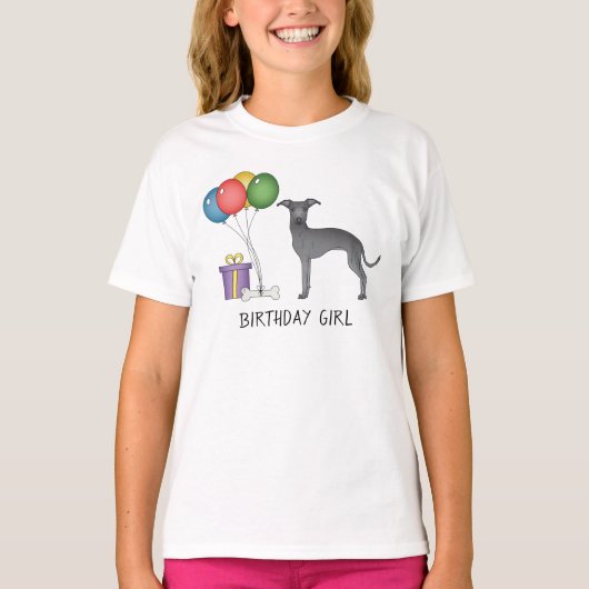 Blauwe Italiaanse Greyhound Cute Dog - Birthday Gi T-shirt (Voorkant)