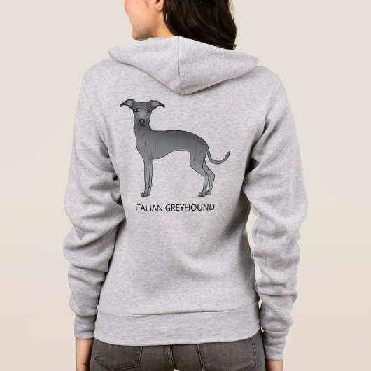 Blauwe Italiaanse Greyhound-hond met aangepaste te Hoodie (Achterkant)