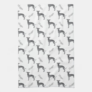 Blauwe Italiaanse Greyhound Mooie Hond Pattern Met Theedoek