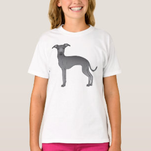 Blauwe Italiaanse Greyhound Mopshond Cute Cartoon T-shirt