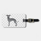 Blauwe Italiaanse Greyhound Mopshond Met Aangepast Bagagelabel (Voorkant horizontaal)