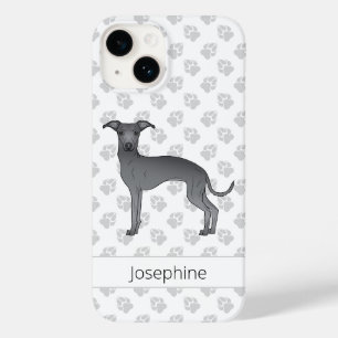 Blauwe Italiaanse Greyhound Mopshond Met Aangepast Case-Mate iPhone 14 Hoesje