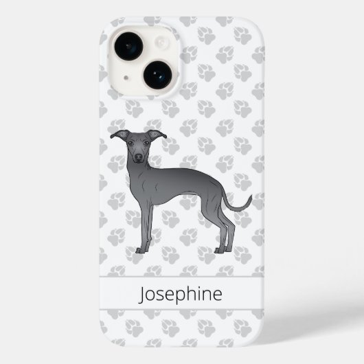 Blauwe Italiaanse Greyhound Mopshond Met Aangepast Case-Mate iPhone Case (Achterkant)
