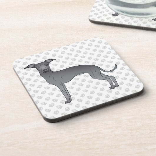 Blauwe, Italiaanse griezelige cartoon van een hond Bier Onderzetter (Linkerzijde)