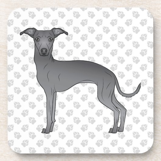 Blauwe, Italiaanse griezelige cartoon van een hond Bier Onderzetter (Voorkant)