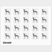 Blauwe, Italiaanse griezelige cartoon van een hond Vierkante Sticker (Vel)