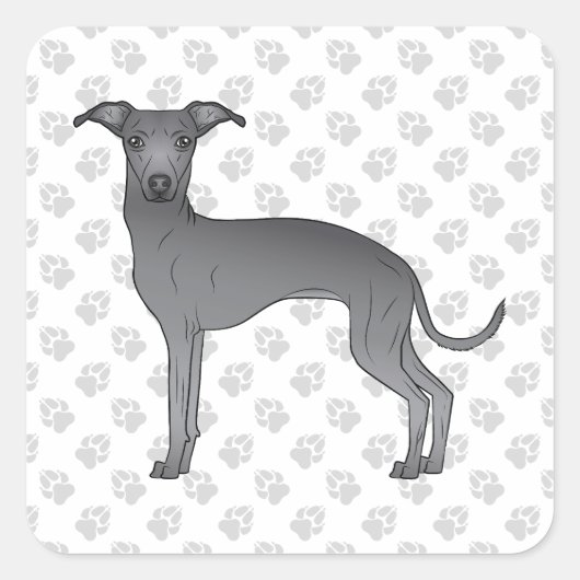 Blauwe, Italiaanse griezelige cartoon van een hond Vierkante Sticker (Voorkant)