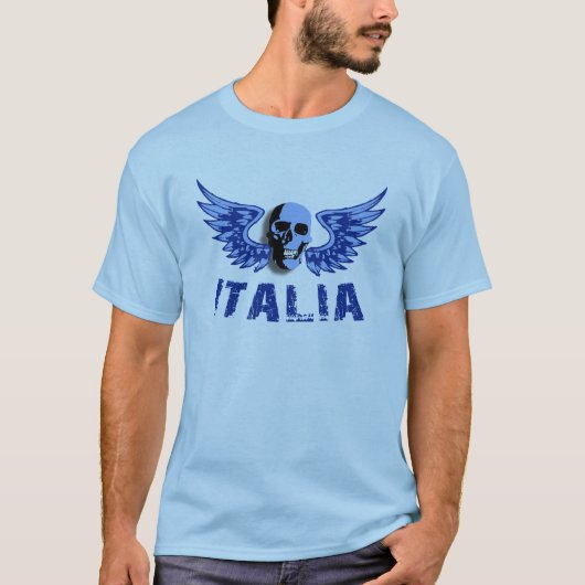 Blauwe Italiaanse Mannen T-Shirt (Voorkant)