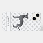 Blauwe Italiaanse snuffelhond met aangepaste naam Case-Mate iPhone Case (Achterkant (horizontaal))