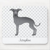 Blauwe Italiaanse snuffelhond met aangepaste naam Muismat (Voorkant)