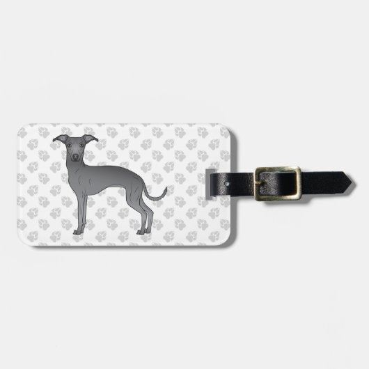 Blauwe Italiaanse snuffelkoek met aangepaste tekst Bagagelabel (Voorkant horizontaal)