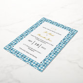 Blauwe Italiaanse tegel Middellandse Zee Folie Uitnodiging (Gedraaid)