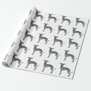 Blauwe Italiaanse Windhond Mooie Cartoon Hond Patr Cadeaupapier
