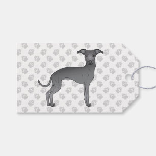 Blauwe Italiaanse Windhond Schattige Cartoon Hond Cadeaulabel