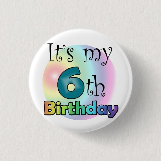 Blauwe It's my 6th Birthday Ronde Button 3,2 Cm (Voorkant)