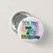 Blauwe It's my 7th Birthday Ronde Button 3,2 Cm (Voorkant /achterkant)