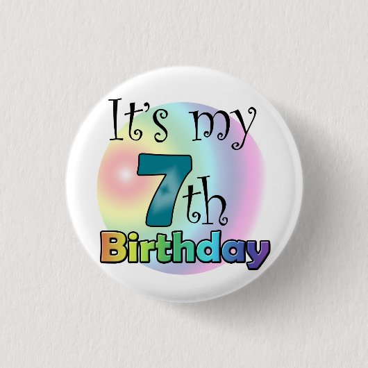 Blauwe It's my 7th Birthday Ronde Button 3,2 Cm (Voorkant)